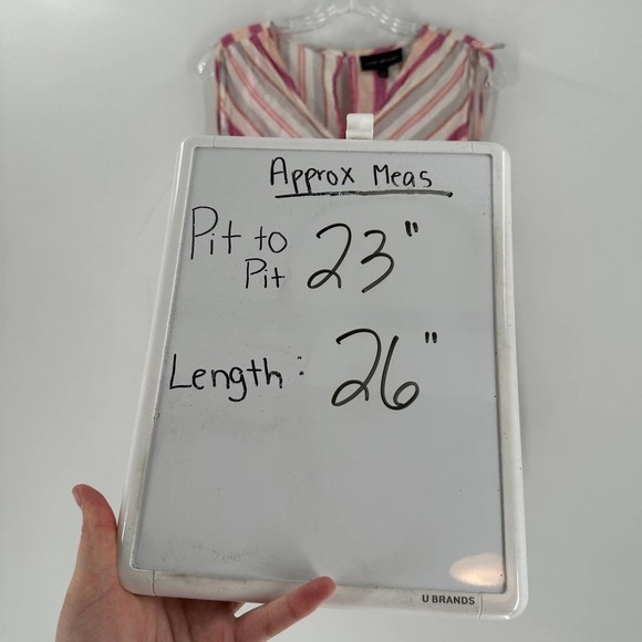 Lane Bryant Stripe Linen Blend Peplum Tank Top Pink - Picture 7 of 7